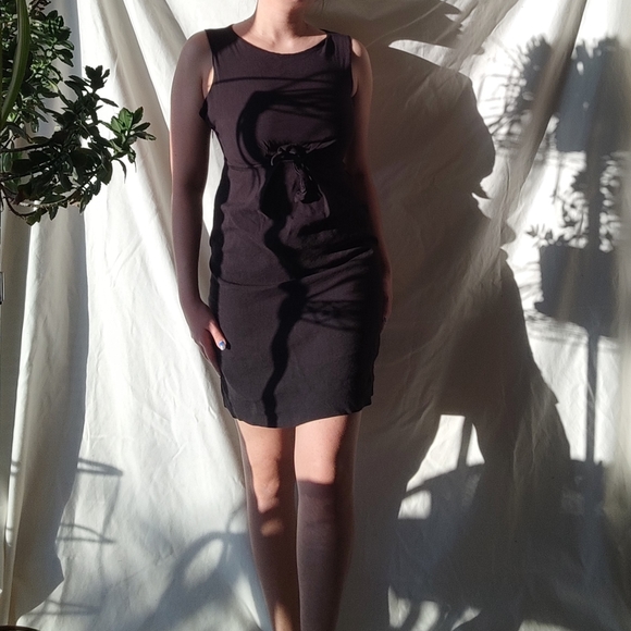 Italian Black Linen Viscose Summer Dress - Picture 1 of 5